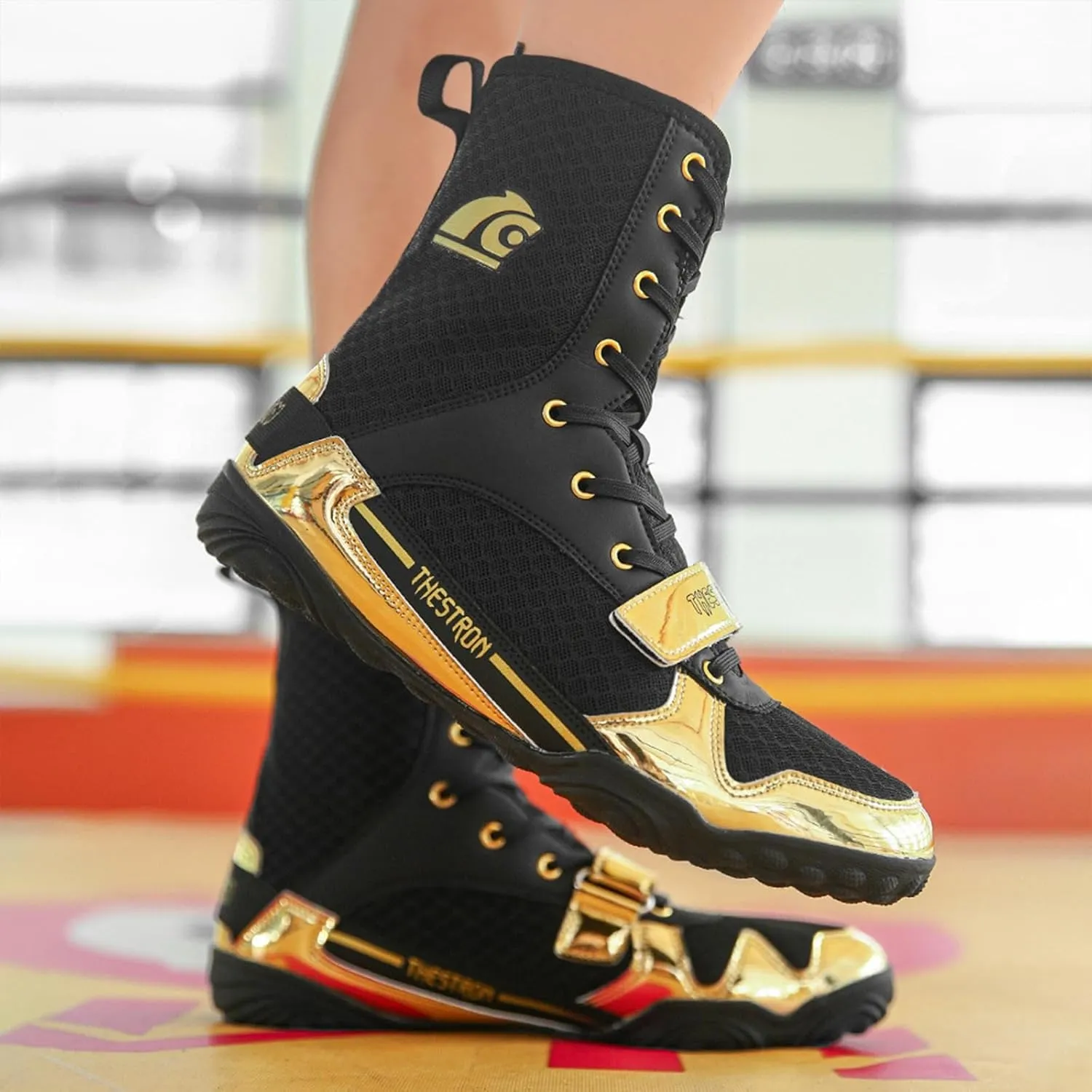 Men's Wrestling Shoes Breathable High Top Boxing Fitness Shoes for Gym Powerlifting Bodybuilding Boots