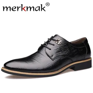 Merkmak 2018 Luxury Brand Men Flats Fashion High Quality Genuine Leather Shoes Mens Lace Up Business Dress Shoes Oxfords For Men