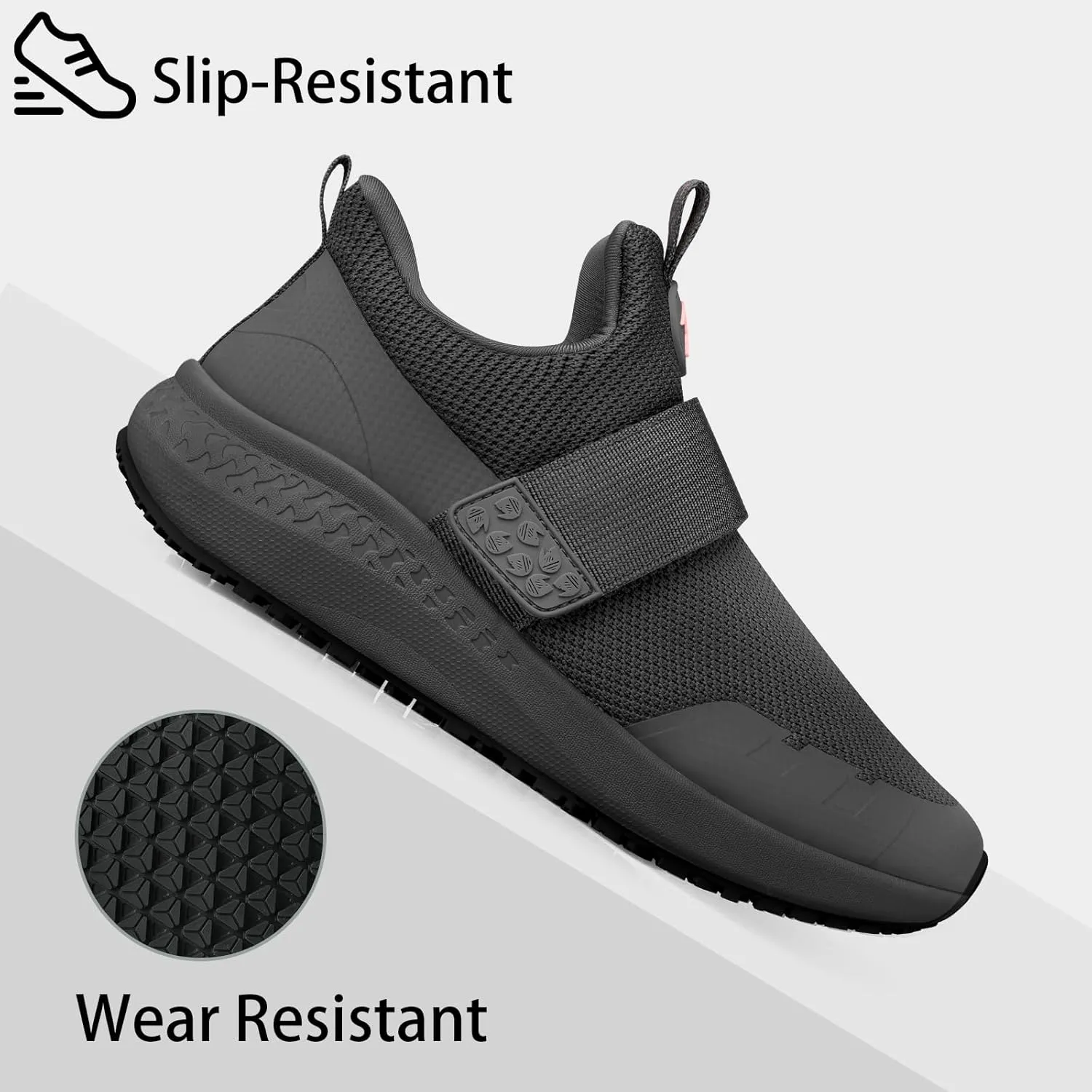 Mesh Non Slip Work Shoes for Men Food Service Slip On Chef Kitchen Shoes Waterproof Work Shoes Restaurant Slip Resistant Walking and Casual Breathable Working Footwear