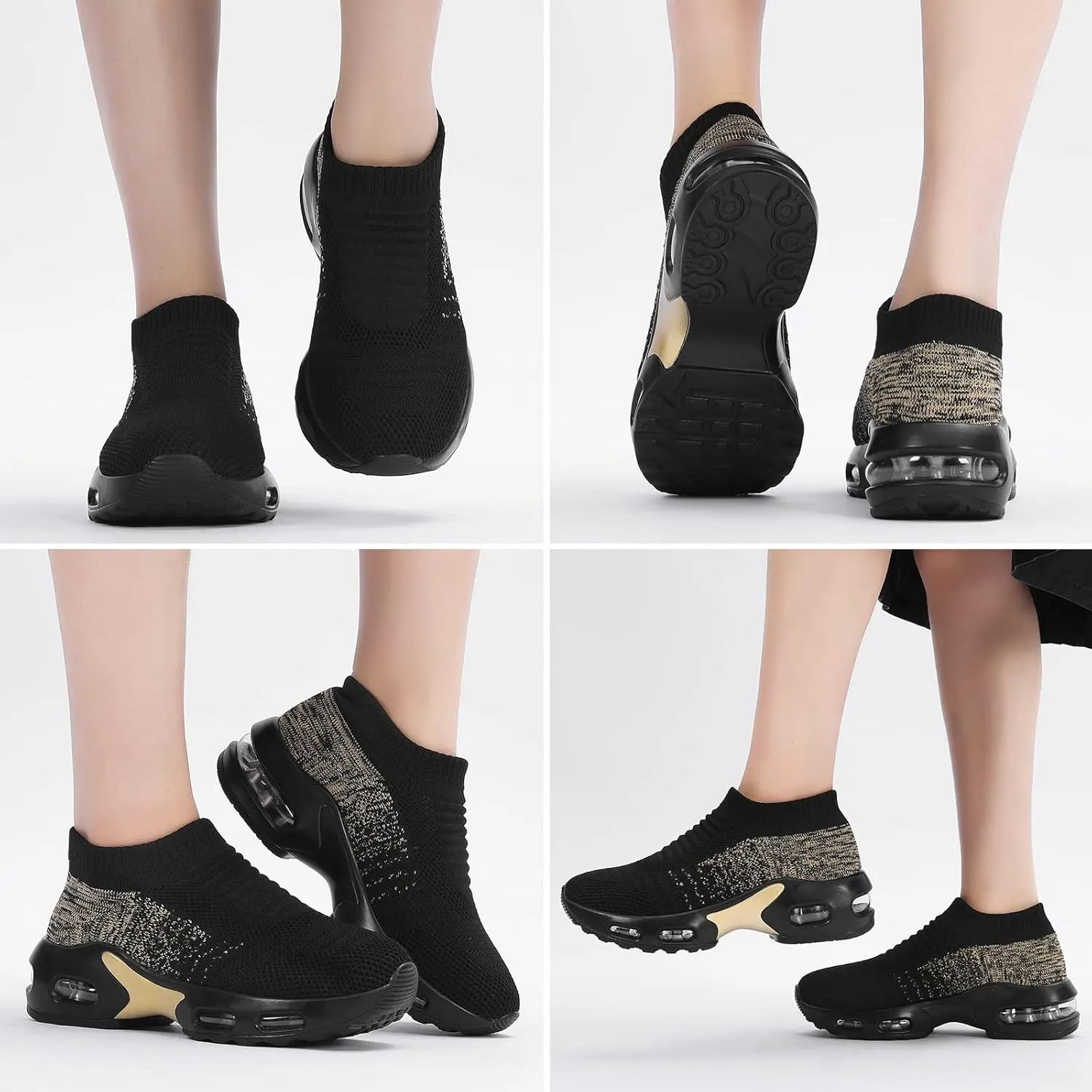 Mesh Sneakers for Women - Non Slip, Slip On, Sock Sneakers - Light Weight, Air Cushion Running, Work Shoes