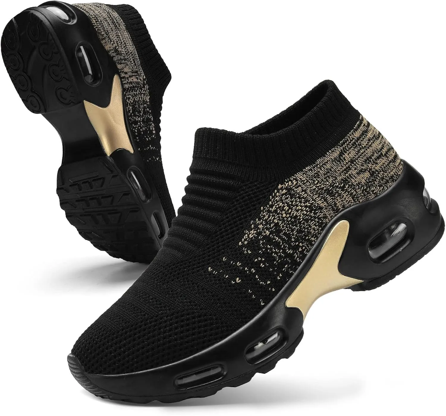 Mesh Sneakers for Women - Non Slip, Slip On, Sock Sneakers - Light Weight, Air Cushion Running, Work Shoes