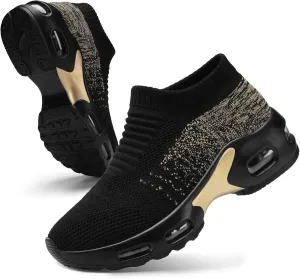 Mesh Sneakers for Women - Non Slip, Slip On, Sock Sneakers - Light Weight, Air Cushion Running, Work Shoes
