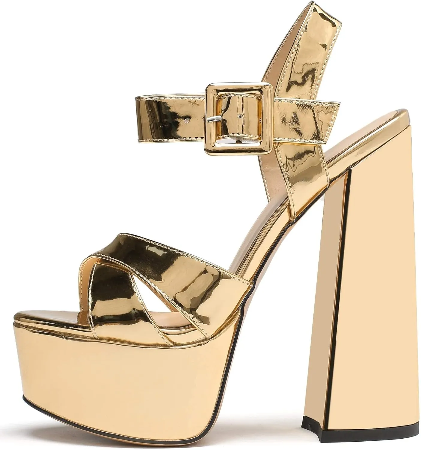 Mettesally Women's Chunky Platform Heels Open Toe Ankle Strap Block Heel Sandals Party Summer Shoes