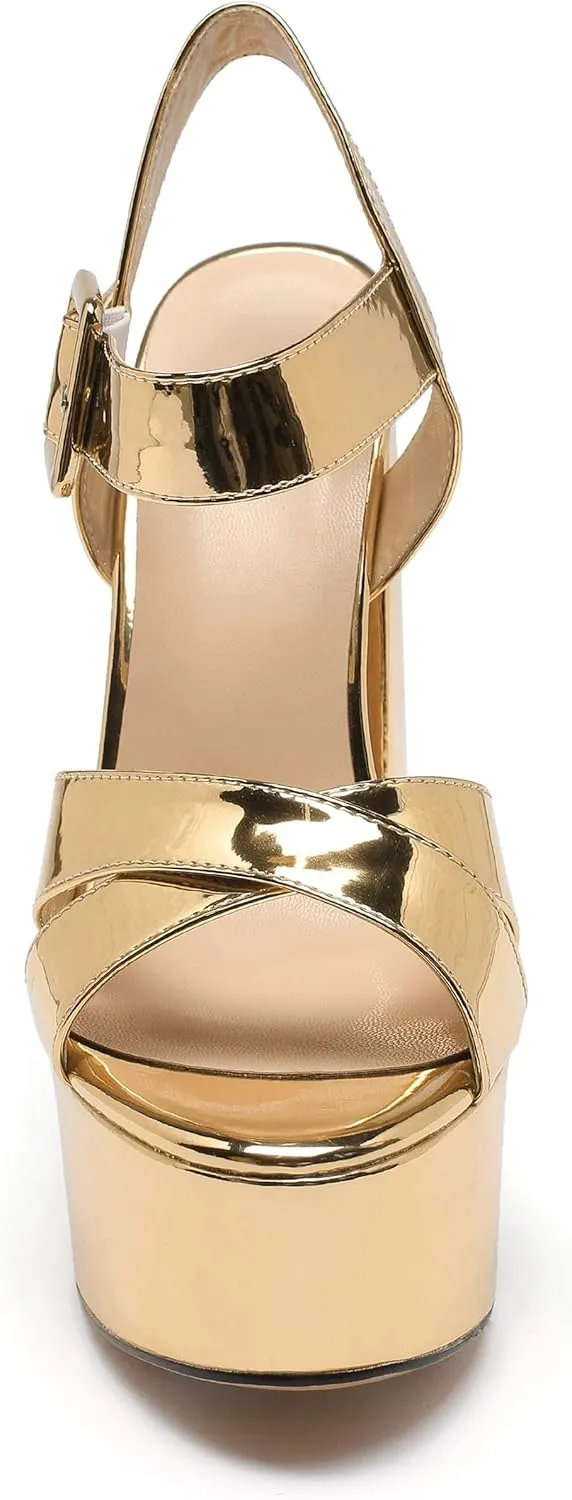 Mettesally Women's Chunky Platform Heels Open Toe Ankle Strap Block Heel Sandals Party Summer Shoes