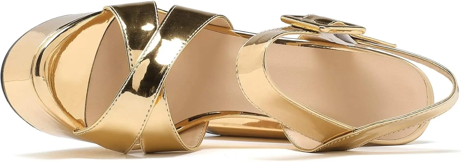 Mettesally Women's Chunky Platform Heels Open Toe Ankle Strap Block Heel Sandals Party Summer Shoes