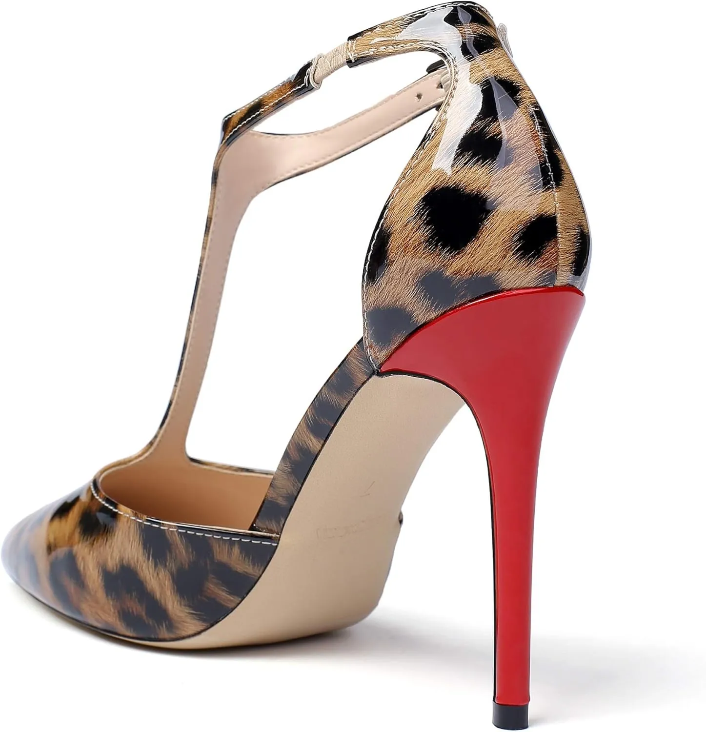 Mettesally Women's High Heels Pointed Toe T-Strap Pumps Ankle Strap Stilettos Mary Jane D'Orsay Sexy Wedding Party Sandals Shoes