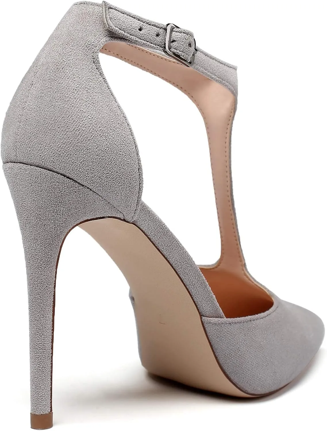 Mettesally Women's High Heels Pointed Toe T-Strap Pumps Ankle Strap Stilettos Mary Jane D'Orsay Sexy Wedding Party Sandals Shoes