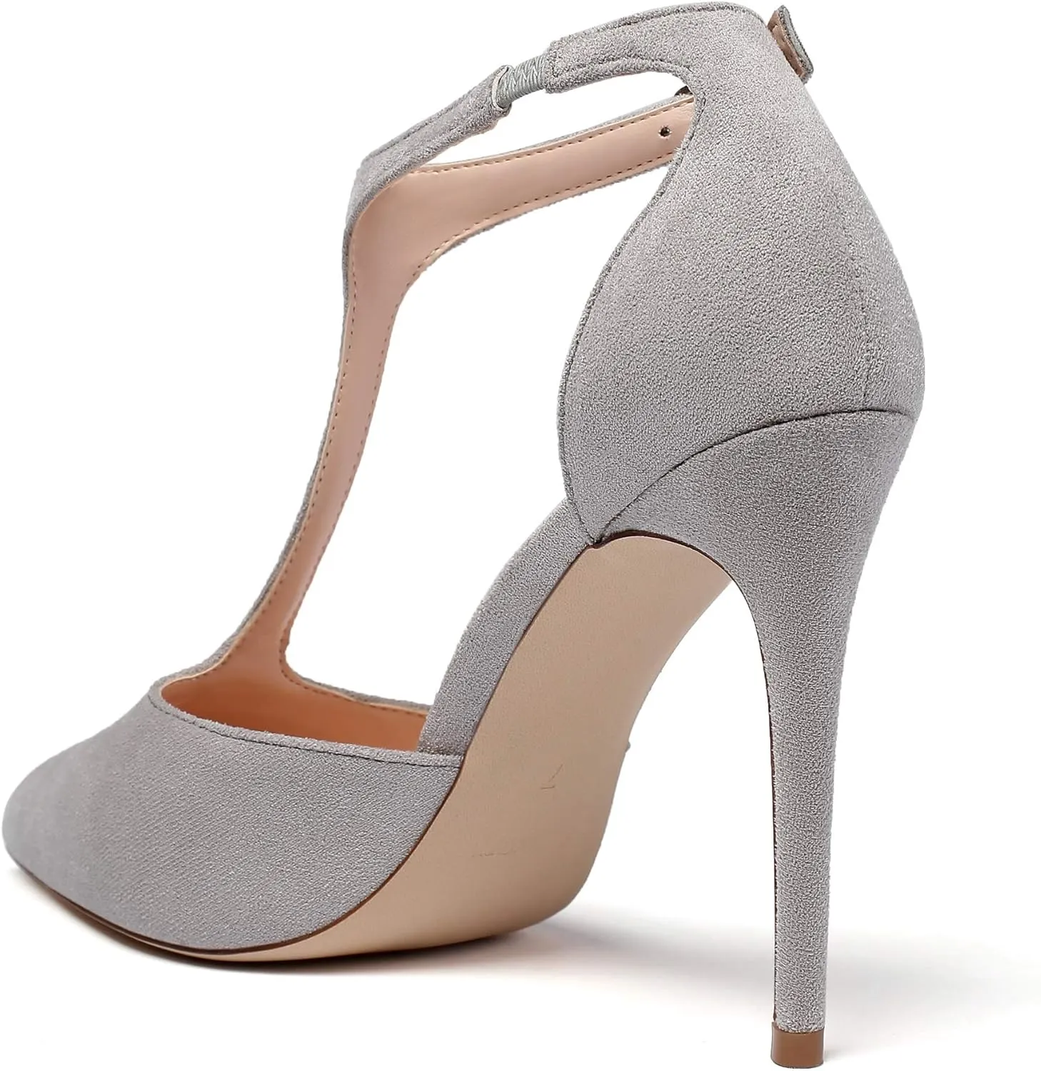 Mettesally Women's High Heels Pointed Toe T-Strap Pumps Ankle Strap Stilettos Mary Jane D'Orsay Sexy Wedding Party Sandals Shoes