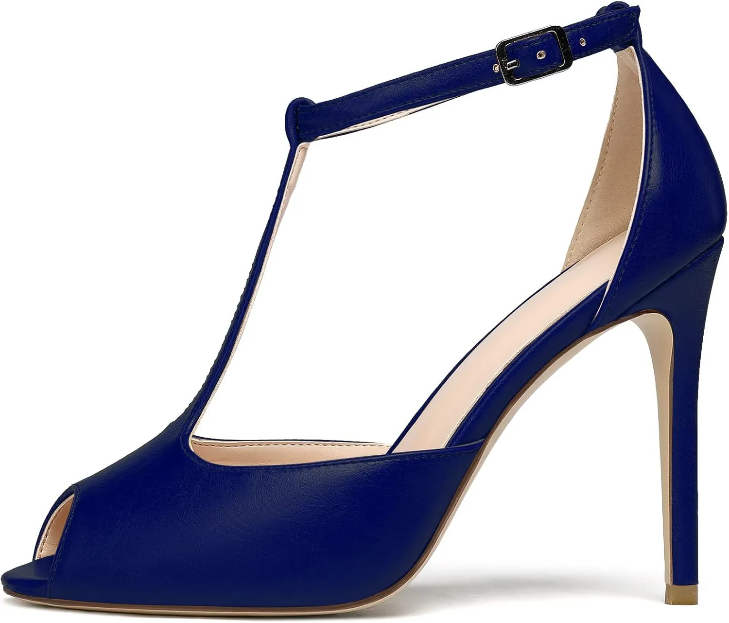 Mettesally Women's T-Strap High Heels Peep Toe Stiletto Heel Pumps Ankle Strap Sandals T-bar Party Dress Shoes