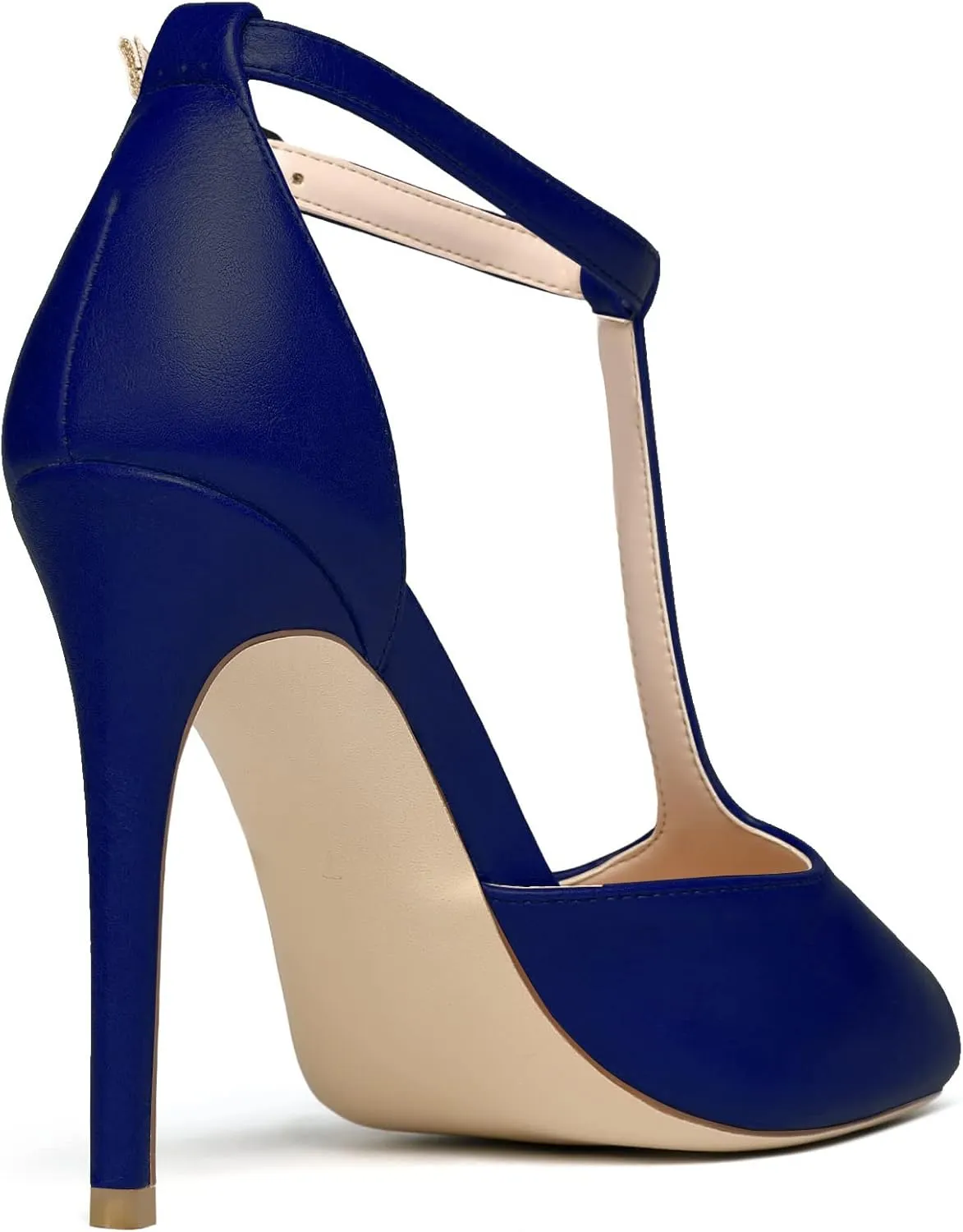 Mettesally Women's T-Strap High Heels Peep Toe Stiletto Heel Pumps Ankle Strap Sandals T-bar Party Dress Shoes