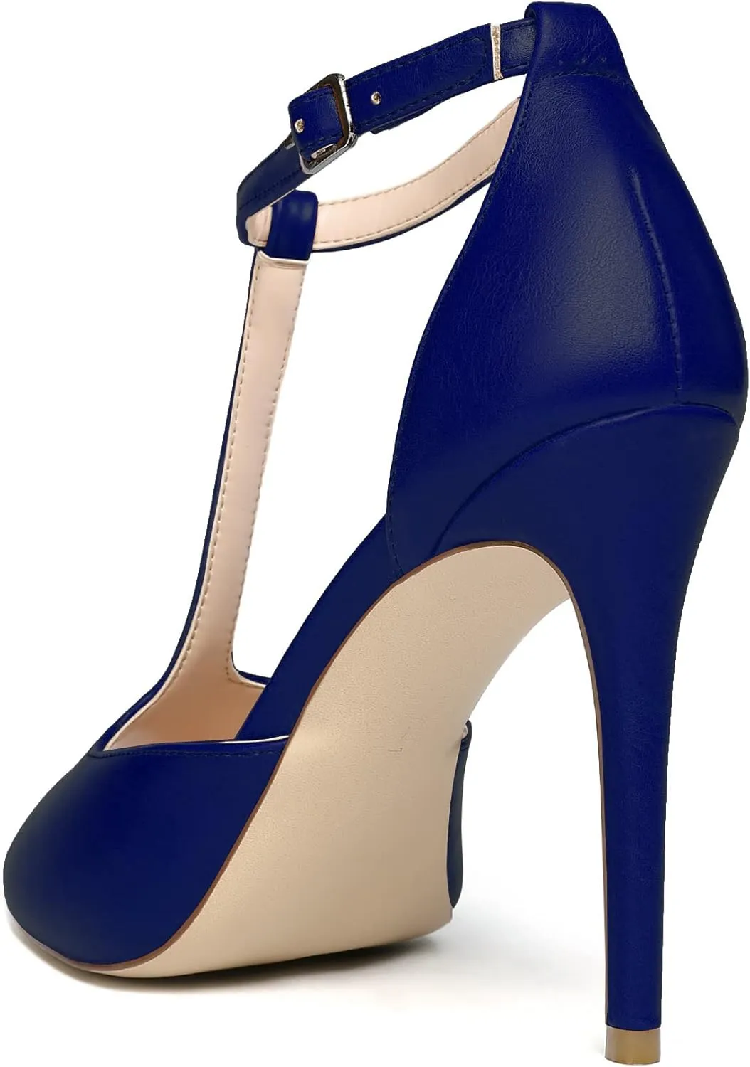 Mettesally Women's T-Strap High Heels Peep Toe Stiletto Heel Pumps Ankle Strap Sandals T-bar Party Dress Shoes