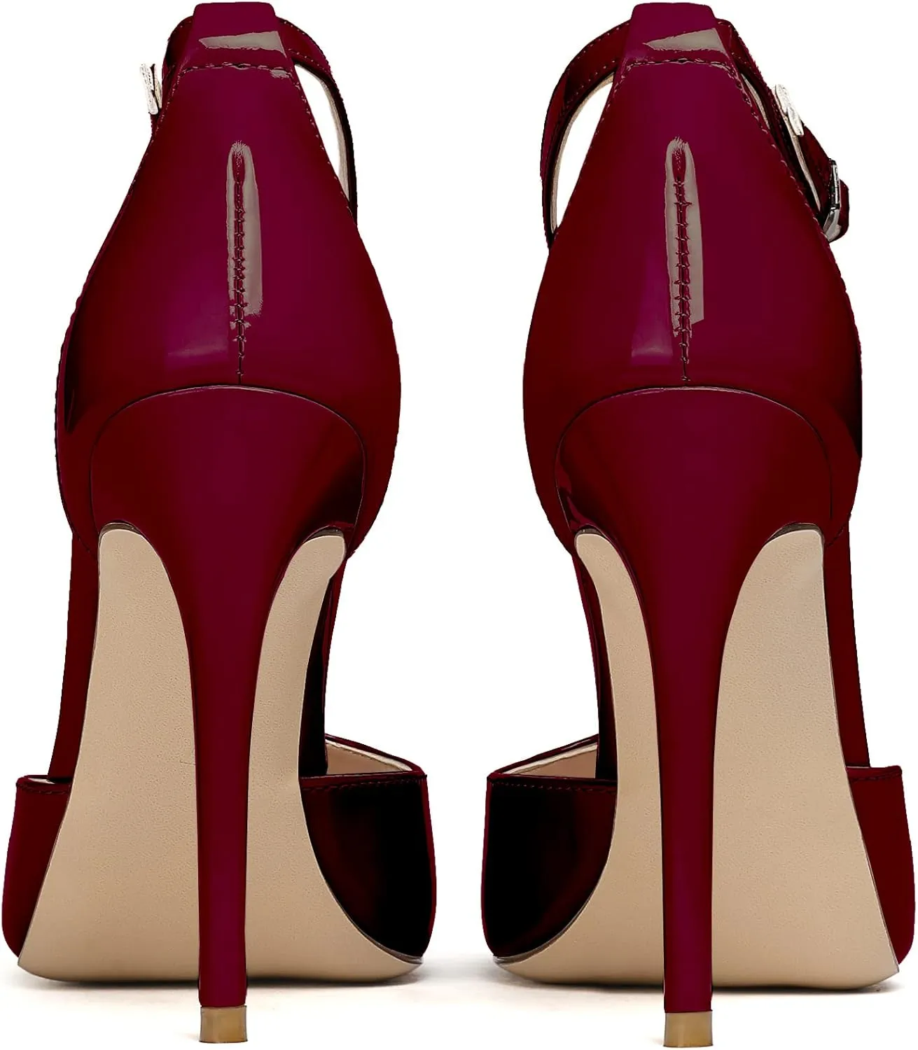 Mettesally Women's T-Strap Stiletto High Heels Peep Toe Heeled Sandals Ankle Strap T-bar Pumps Wedding Dress Shoes