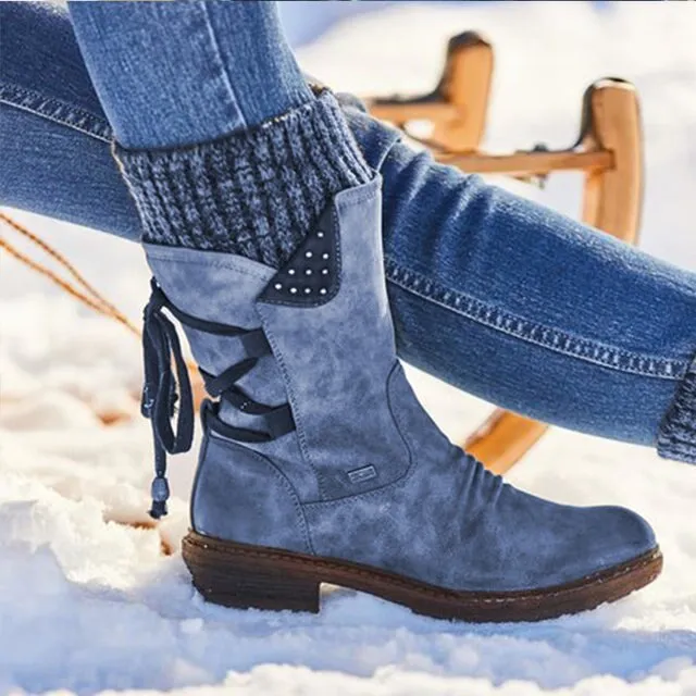 Mid-Calf Winter Boots | Faux Leather | Warm and Stylish