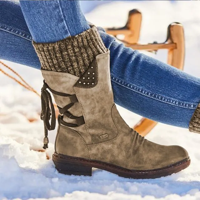 Mid-Calf Winter Boots | Faux Leather | Warm and Stylish