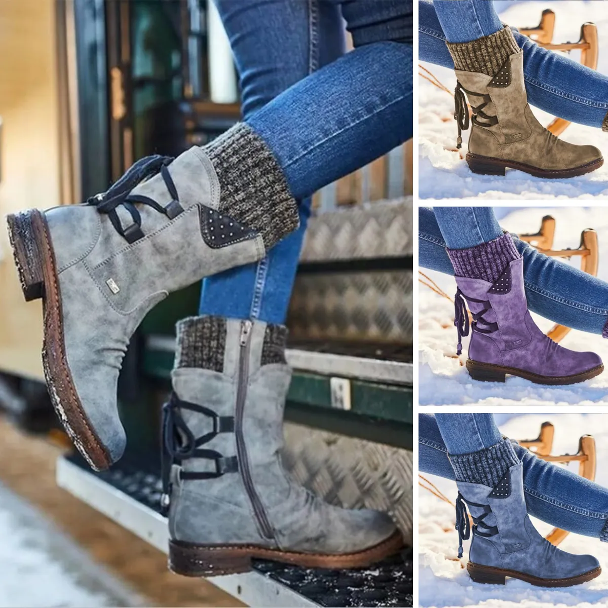 Mid-Calf Winter Boots | Faux Leather | Warm and Stylish