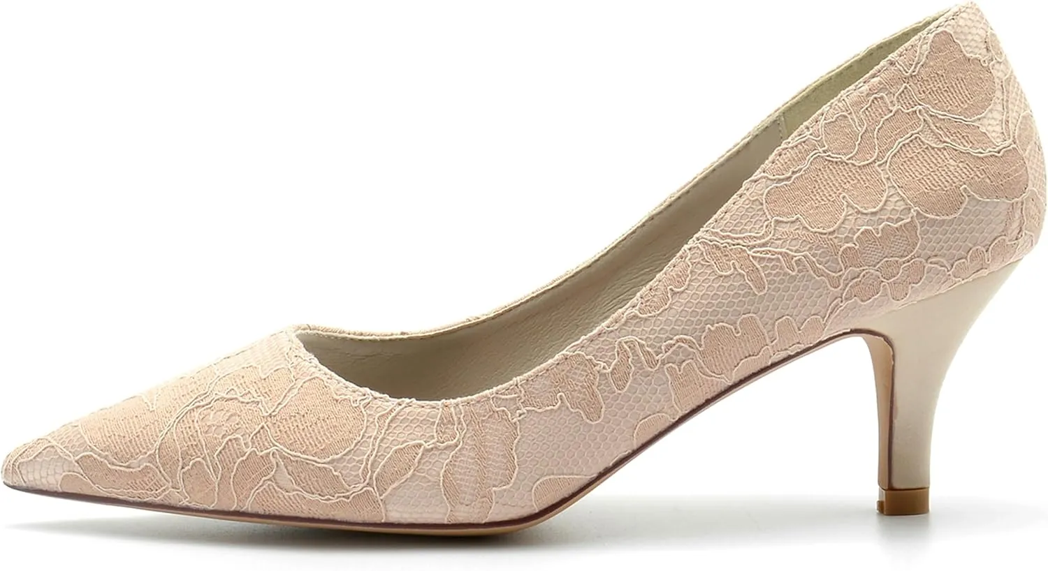 Minishion Wedding Shoes for Women Bridesmaid Slip on Lace Formal Prom Pumps BR050