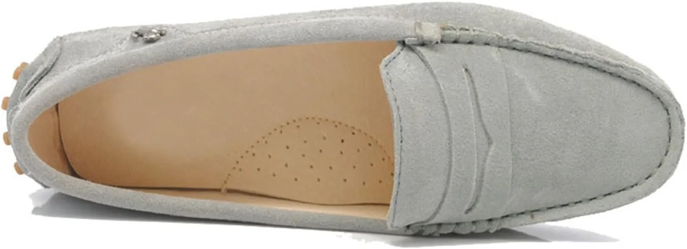 Minishion Women's Casual Loafers Suede Comfortable Driving Shoes YB9603