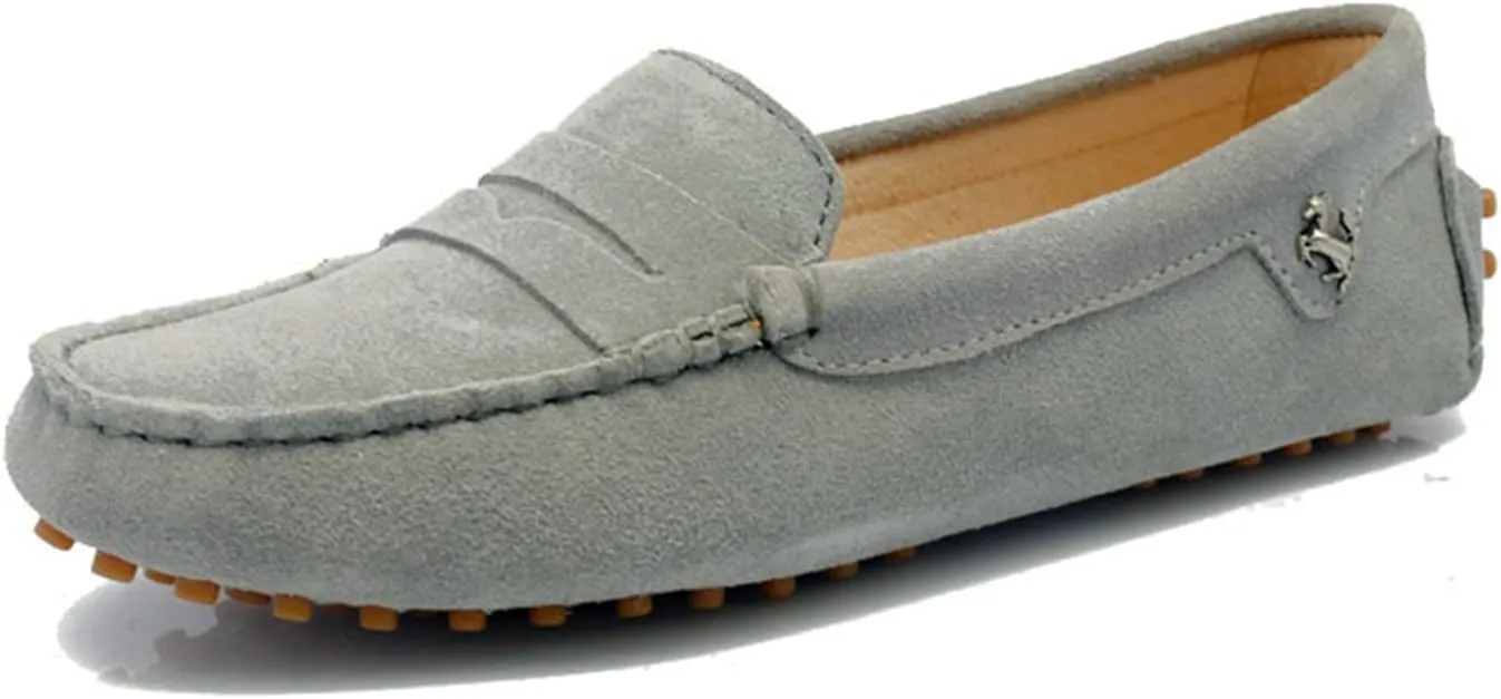 Minishion Women's Casual Loafers Suede Comfortable Driving Shoes YB9603