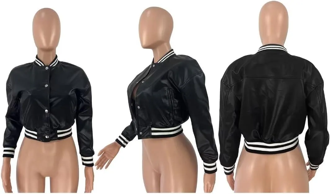 Mintsnow Womens Varsity Jacket Long Sleeve Button Down Bomber Jackets Casual Baseball Uniform Streetwear