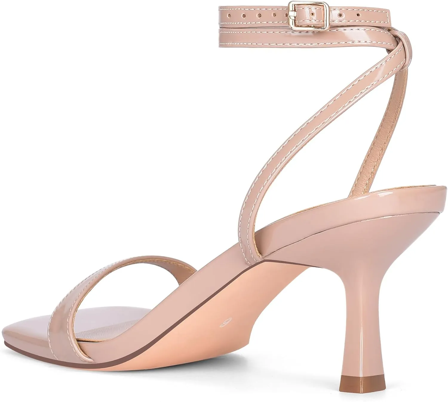 MIRAAZZURRA Heeled Sandals Square Open Toe Kitten Heels Strappy Ankle Strap Low Heel Sandals for Women Party Wedding Shoes