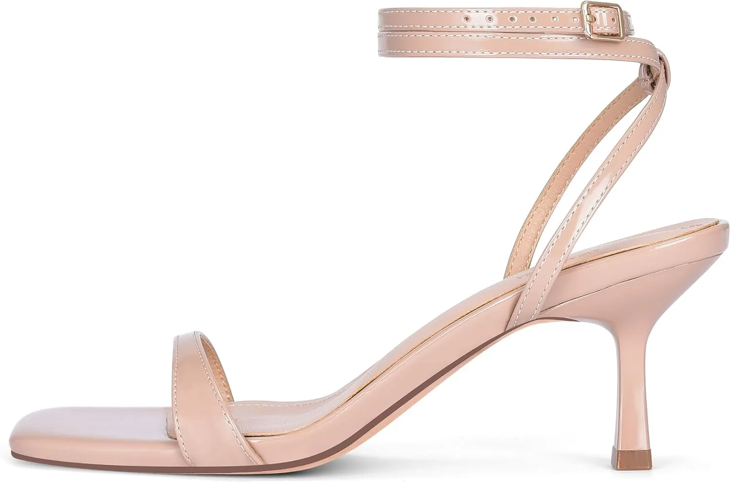 MIRAAZZURRA Heeled Sandals Square Open Toe Kitten Heels Strappy Ankle Strap Low Heel Sandals for Women Party Wedding Shoes