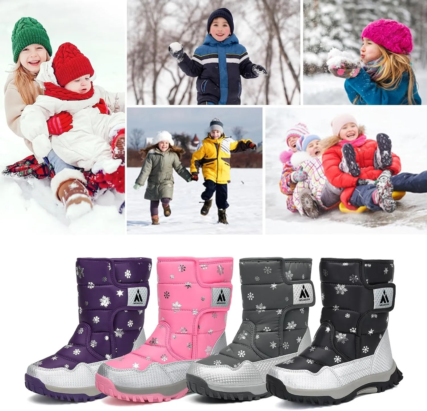 Mishansha Kids Snow Boots for Boys Girls Winter Boot Waterproof Warm Anti-Slip Cold Weather Shoes (Toddler/Little Kid/Big Kid)