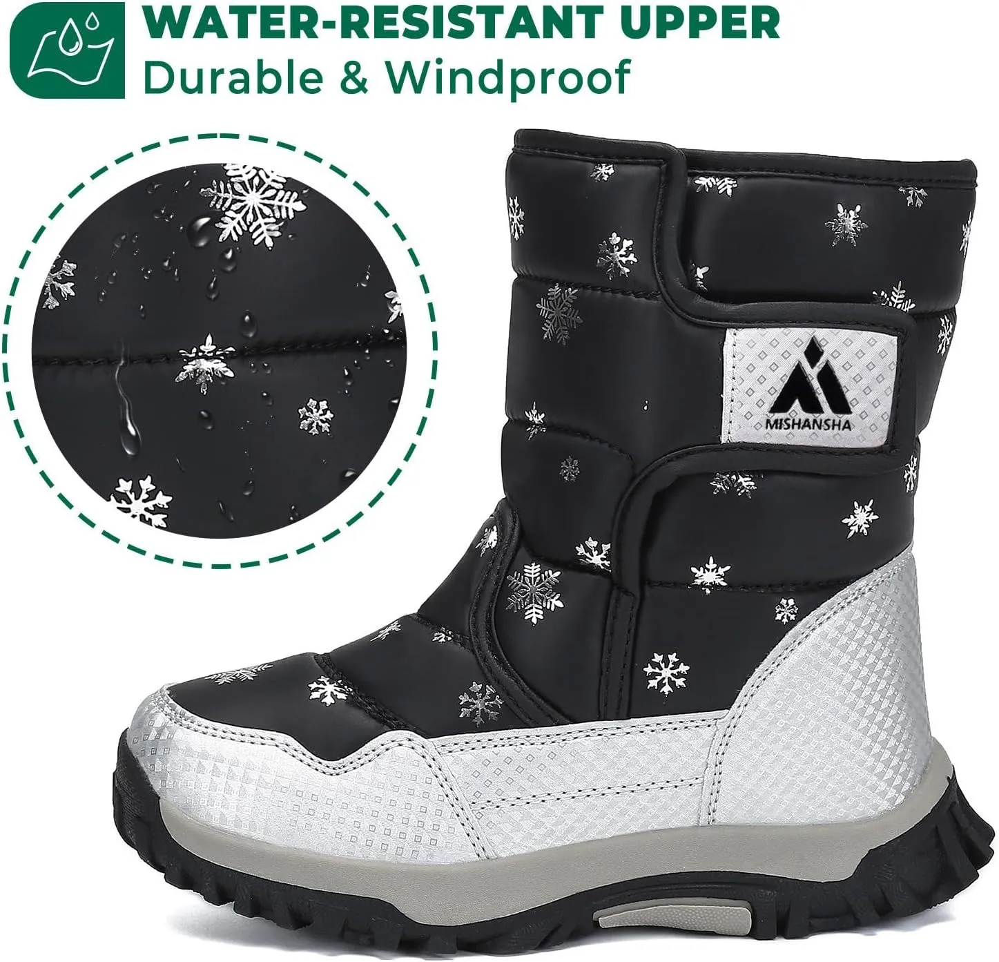 Mishansha Kids Snow Boots for Boys Girls Winter Boot Waterproof Warm Anti-Slip Cold Weather Shoes (Toddler/Little Kid/Big Kid)