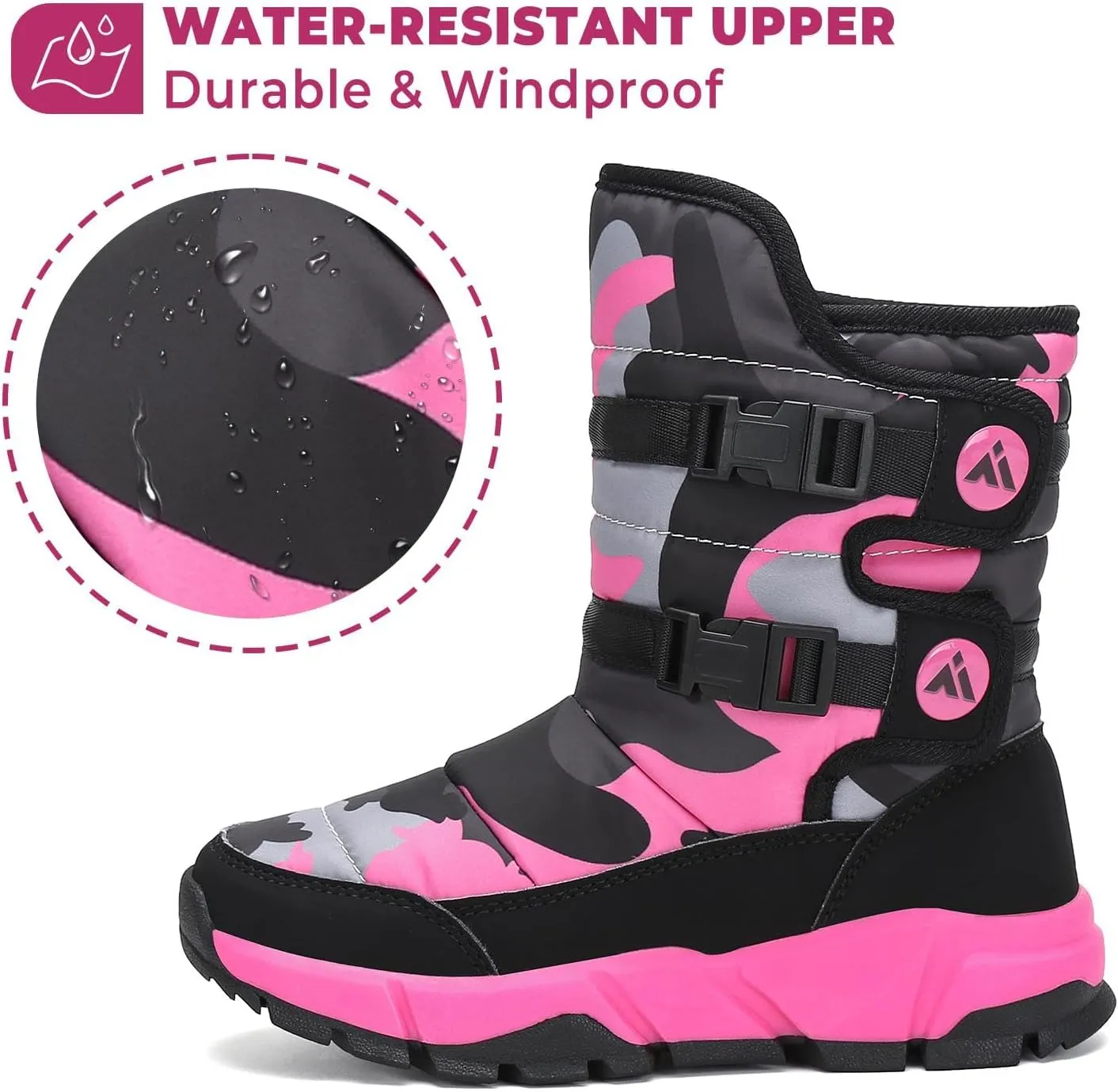 Mishansha Kids Snow Boots for Boys Girls Winter Boot Waterproof Warm Anti-Slip Cold Weather Shoes (Toddler/Little Kid/Big Kid)