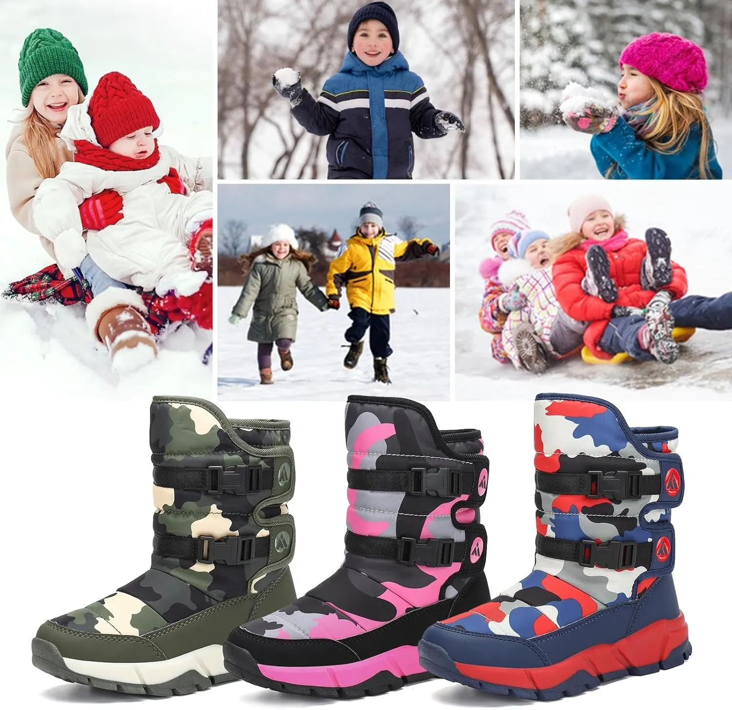 Mishansha Kids Snow Boots for Boys Girls Winter Boot Waterproof Warm Anti-Slip Cold Weather Shoes (Toddler/Little Kid/Big Kid)