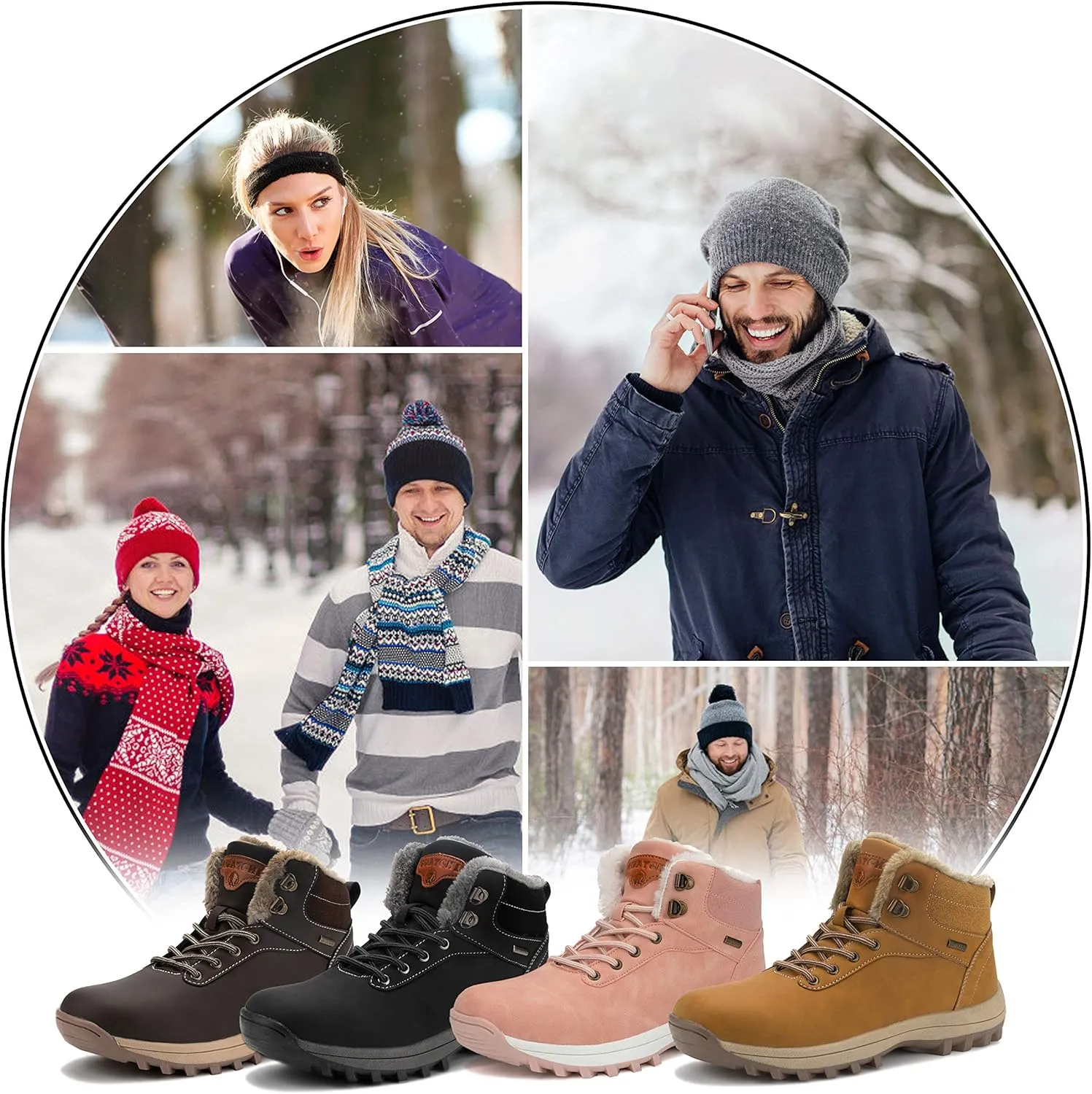Mishansha Mens Womens Winter Hiking Boots Waterproof Non Slip Warm Lined Snow Boots for Outdoor Trekking
