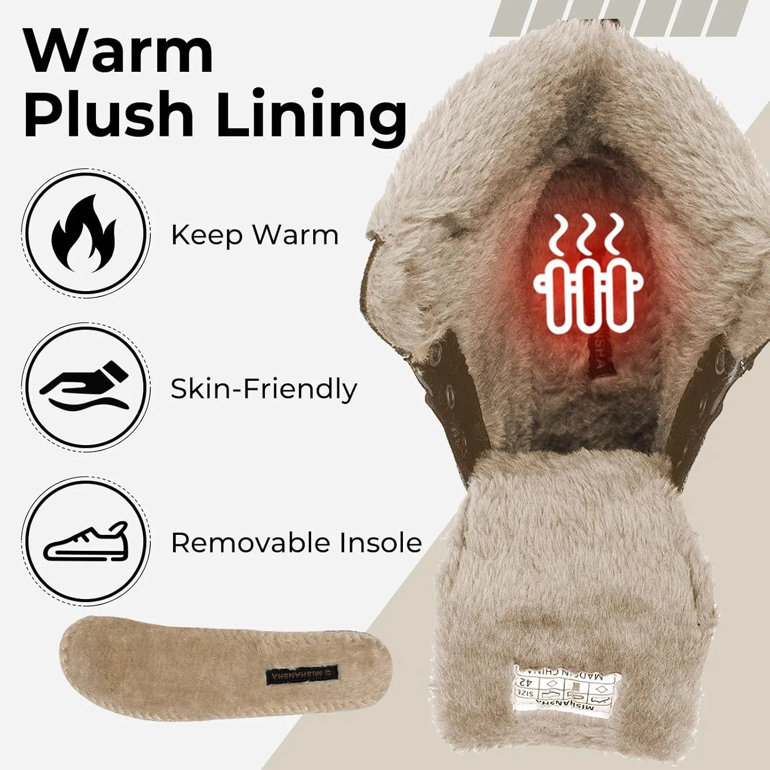 Mishansha Mens Womens Winter Hiking Boots Waterproof Non Slip Warm Lined Snow Boots for Outdoor Trekking