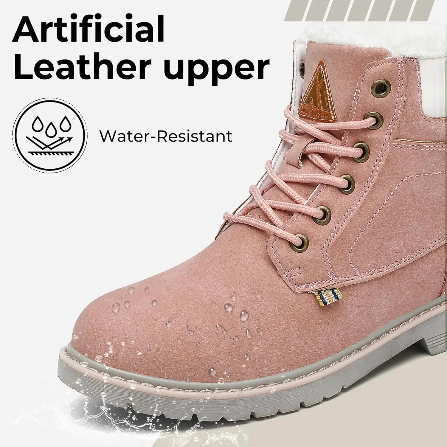 Mishansha Mens Womens Winter Hiking Boots Waterproof Non Slip Warm Lined Snow Boots for Outdoor Trekking