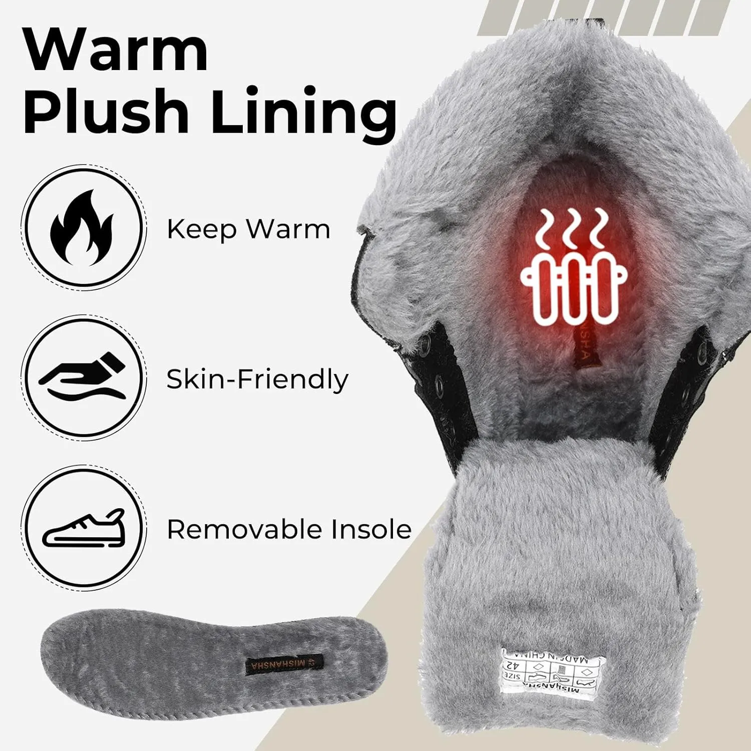 Mishansha Mens Womens Winter Hiking Boots Waterproof Non Slip Warm Lined Snow Boots for Outdoor Trekking