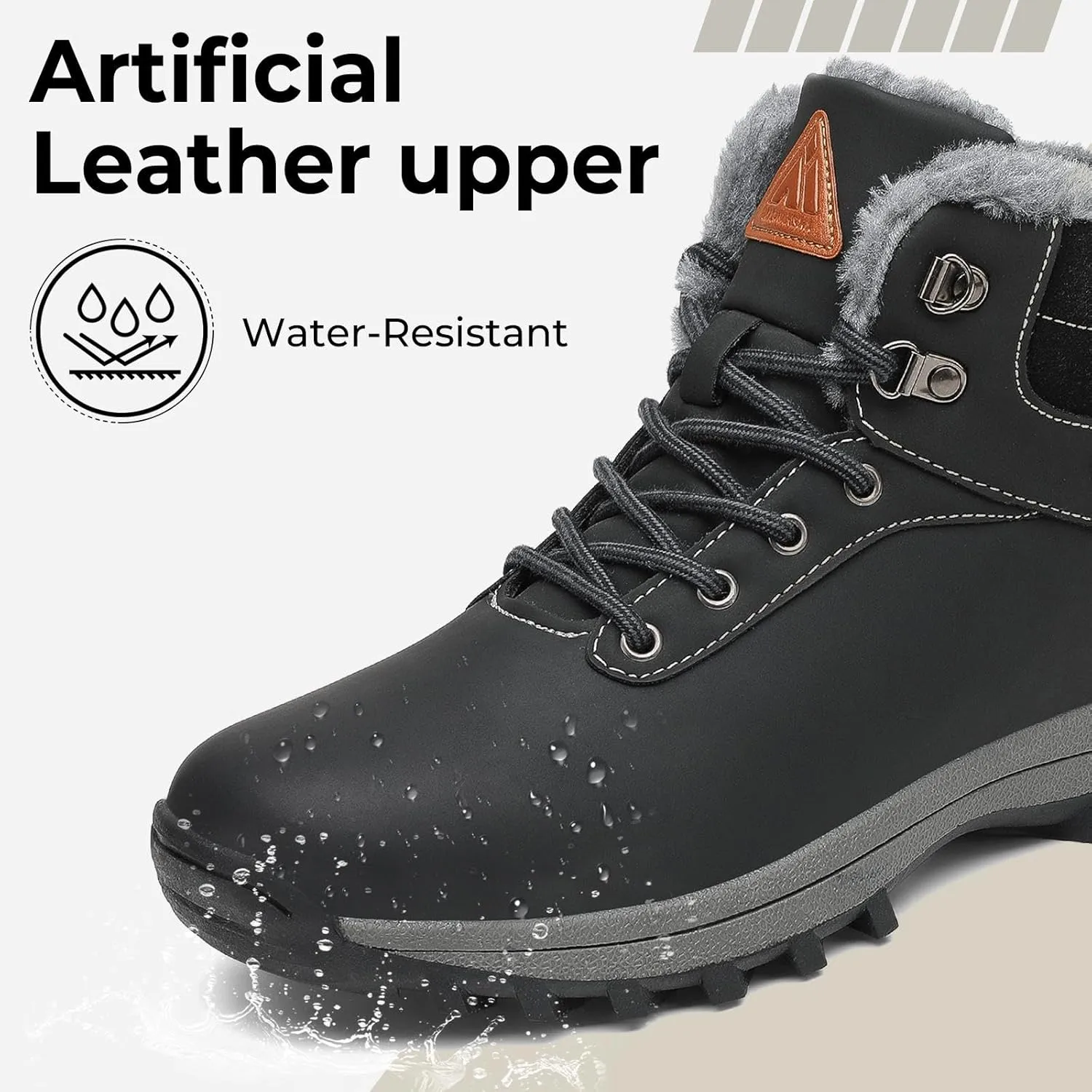 Mishansha Mens Womens Winter Hiking Boots Waterproof Non Slip Warm Lined Snow Boots for Outdoor Trekking