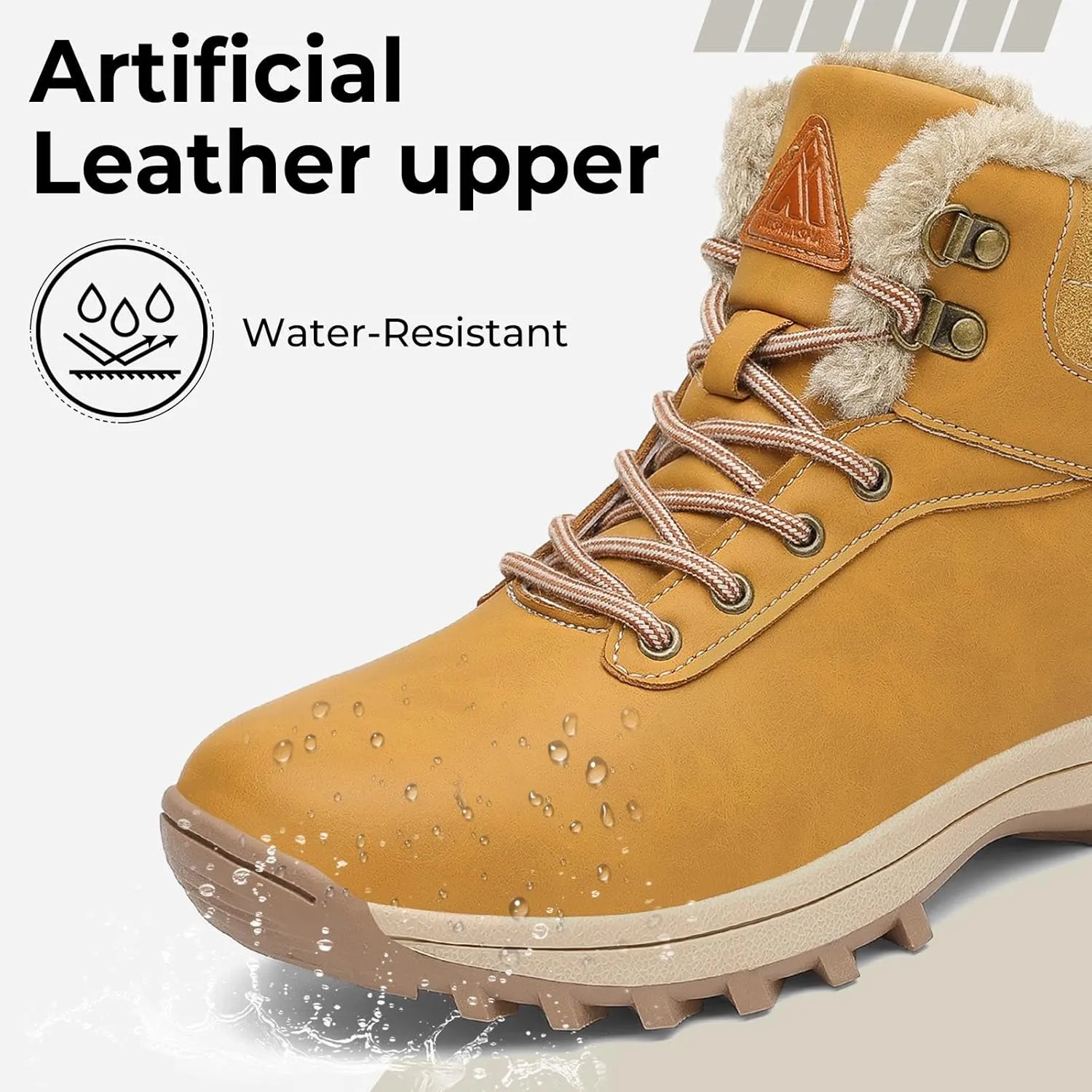 Mishansha Mens Womens Winter Hiking Boots Waterproof Non Slip Warm Lined Snow Boots for Outdoor Trekking