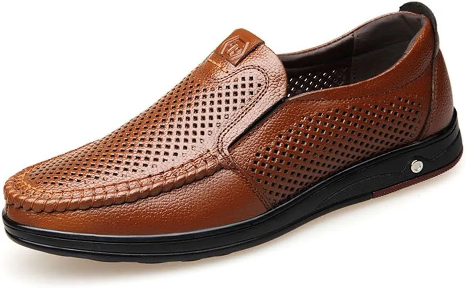 mitvr Mens Casual Leather Shoes Business Slip-on Shoes Comfort Fashion Driving Shoes for Male