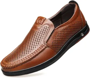 mitvr Mens Casual Leather Shoes Business Slip-on Shoes Comfort Fashion Driving Shoes for Male