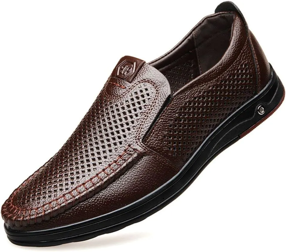 mitvr Mens Casual Leather Shoes Business Slip-on Shoes Comfort Fashion Driving Shoes for Male