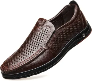 mitvr Mens Casual Leather Shoes Business Slip-on Shoes Comfort Fashion Driving Shoes for Male