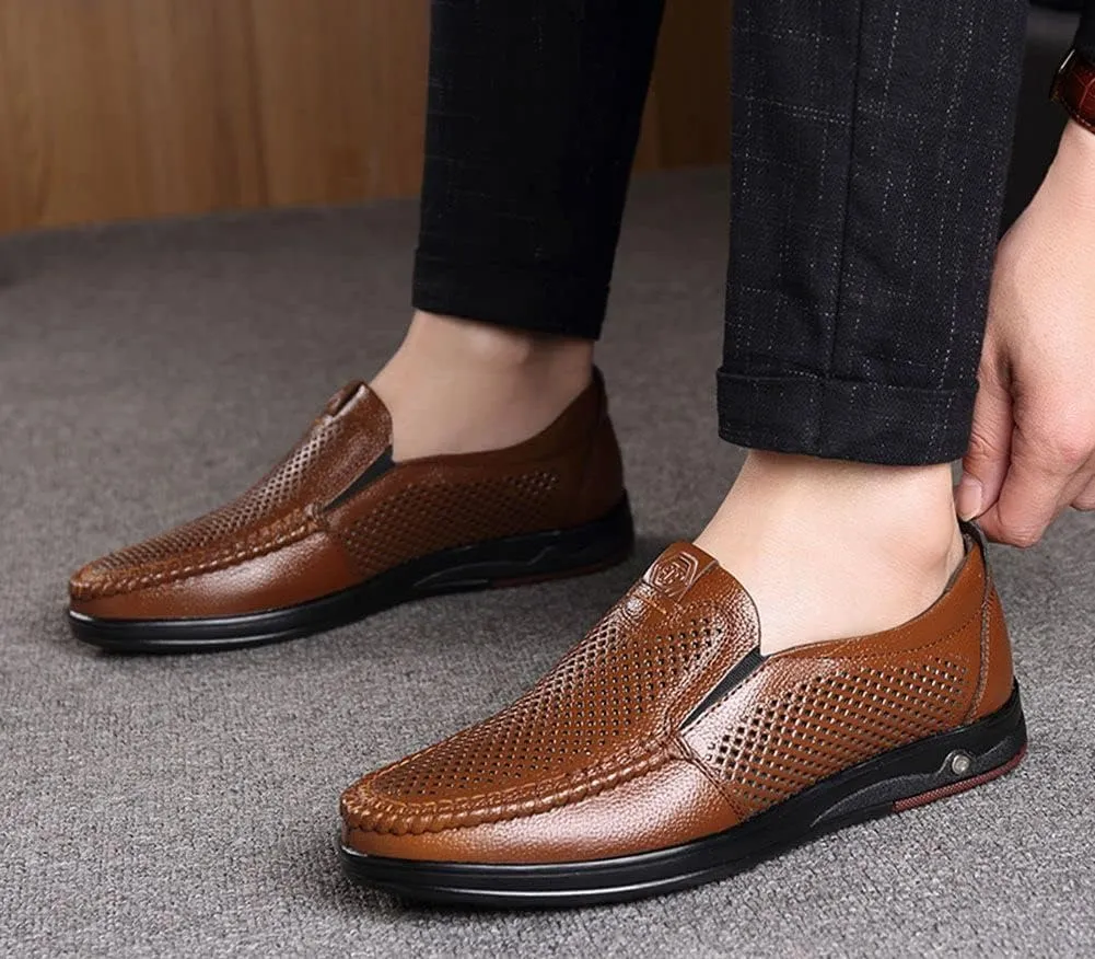 mitvr Mens Casual Leather Shoes Business Slip-on Shoes Comfort Fashion Driving Shoes for Male