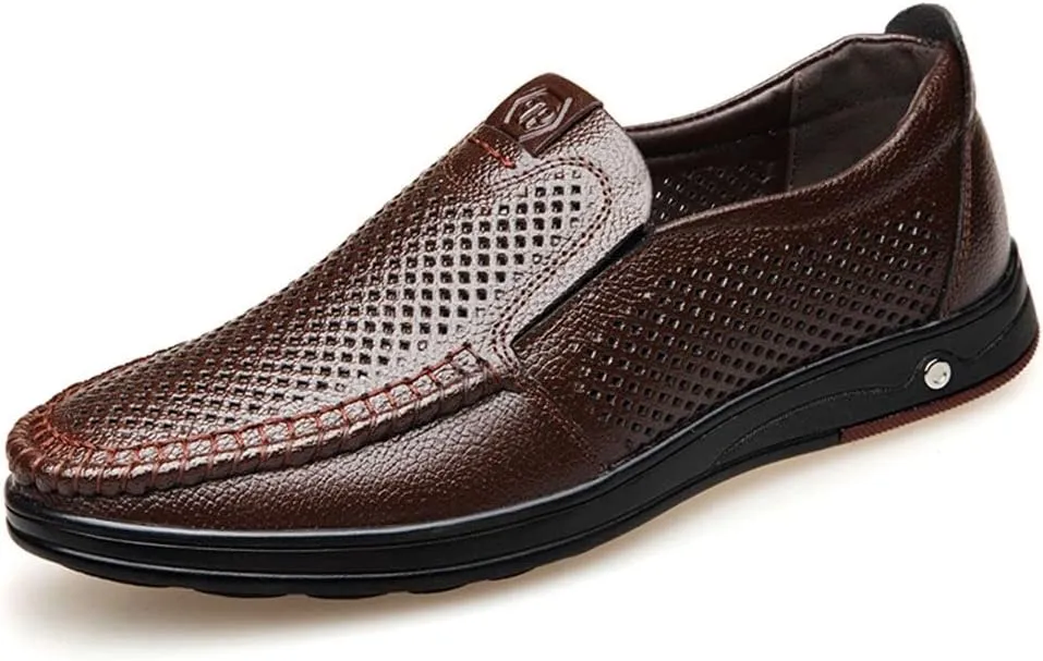mitvr Mens Casual Leather Shoes Business Slip-on Shoes Comfort Fashion Driving Shoes for Male