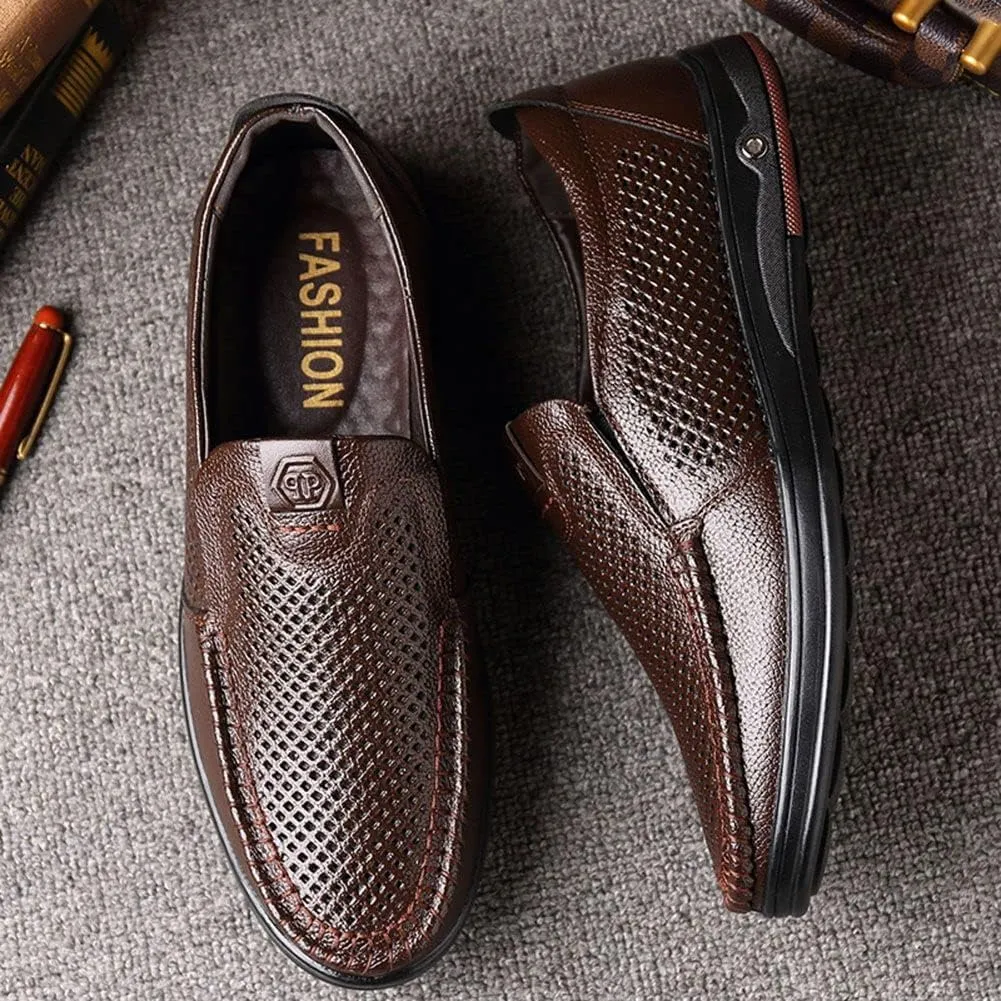 mitvr Mens Casual Leather Shoes Business Slip-on Shoes Comfort Fashion Driving Shoes for Male