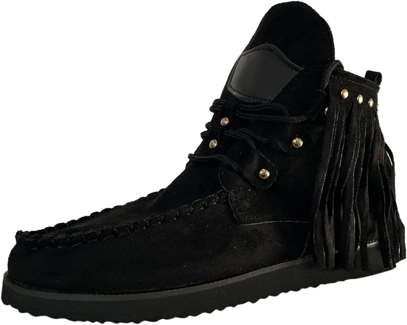Moccasin Boots For Women Suede Fringe Boots Ankle Cowboy Boots Flat Tassel Boots Short Western Boots Ankle Booties