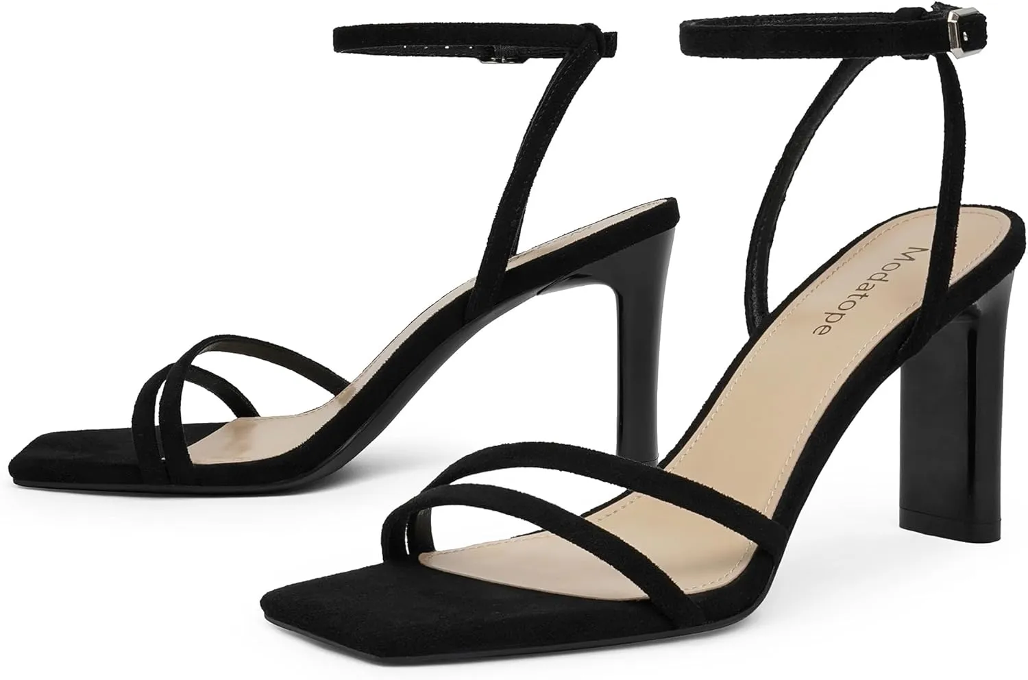 Modatope Womens Sandals Square Open Toe Chunky High Heels Strappy Ankle Strap Sandals Comfort Dress Party Shoes