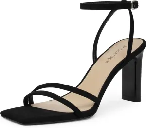 Modatope Womens Sandals Square Open Toe Chunky High Heels Strappy Ankle Strap Sandals Comfort Dress Party Shoes