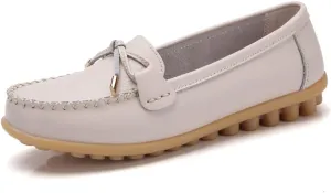 Momuk Women's Penny Loafers Leather Driving Moccasins Slip On Boat Shoes Fashion Comfort Flats