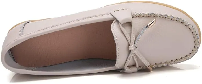 Momuk Women's Penny Loafers Leather Driving Moccasins Slip On Boat Shoes Fashion Comfort Flats