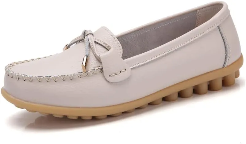 Momuk Women's Penny Loafers Leather Driving Moccasins Slip On Boat Shoes Fashion Comfort Flats
