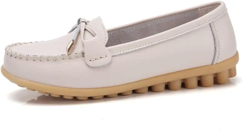 Momuk Women's Penny Loafers Leather Driving Moccasins Slip On Boat Shoes Fashion Comfort Flats