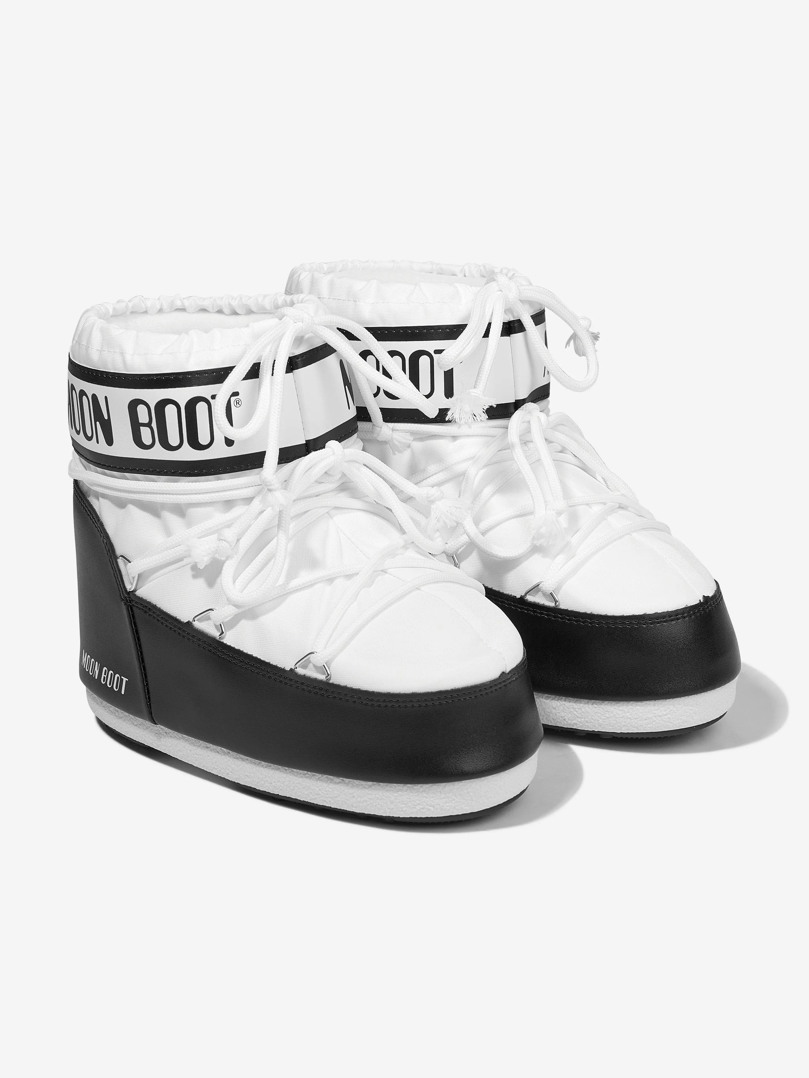Moon Boot Kids Icon 低帮尼龙雪地靴（白色）